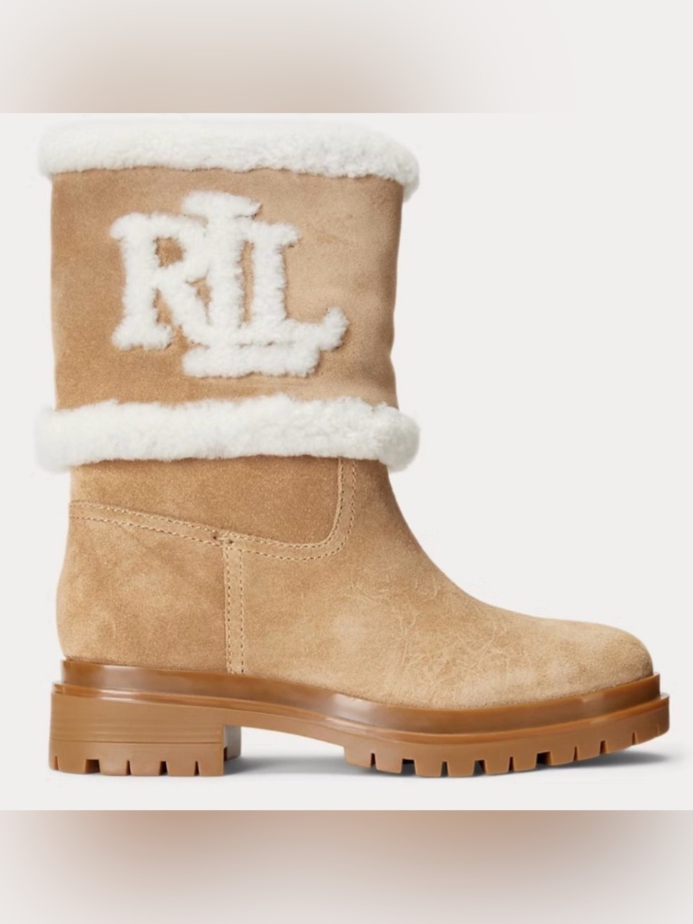 Lauren Ralph Lauren CARTER SPILLSEAM SHEARLING SUEDE BOOTS US 6.5 RARE!!